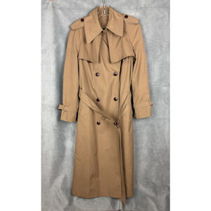 Etienne Aigner Belted Trench Coat Womens 12 Tan Lined Vintage